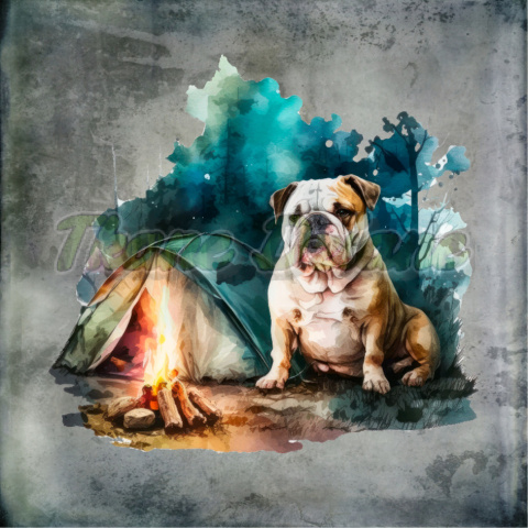 PANEL DRUKOWANY BULDOG NA BIWAKU TŁO PASTEL SZARY NR 13 PANEL DRUKOWANY BULDOG NA BIWAKU TŁO PASTEL SZARY NR 13