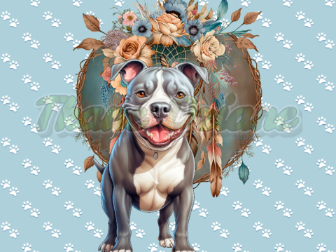 PANEL DRUKOWANY AMERICAN PITT BULL TERRIER BOHO BLUE