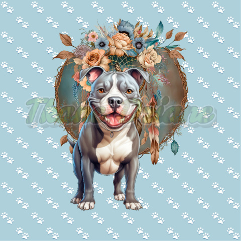 PANEL DRUKOWANY AMERICAN PITT BULL TERRIER BOHO BLUE PANEL DRUKOWANY AMERICAN PITT BULL TERRIER BOHO BLUE