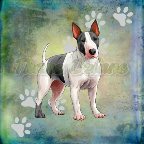 PANEL DRUKOWANY BULL TERRIER ŁAPKI TŁO PASTEL MULTICOLOR PANEL DRUKOWANY BULL TERRIER ŁAPKI TŁO PASTEL MULTICOLOR