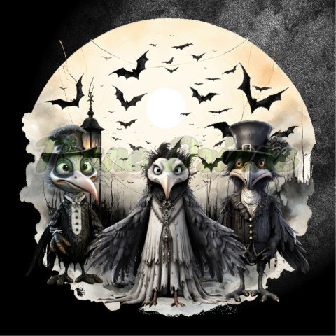 PANEL DRUKOWANY TRZY PTAKSTRACHY I NIETOPERZE TŁO PSZCZ- HALLOWEEN STORY NR 6 PANEL DRUKOWANY TRZY PTAKSTRACHY I NIETOPERZE TŁO PSZCZ- HALLOWEEN STORY NR 6