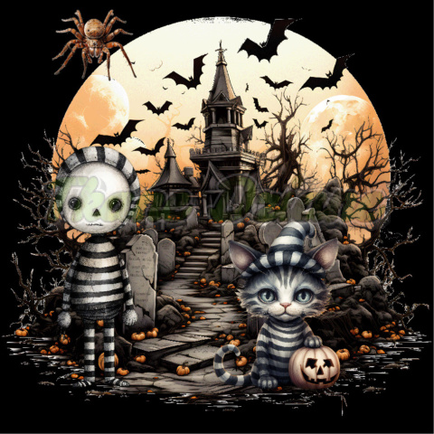 PANEL DRUKOWANY CHŁOPIEC, KOT I ZAMCZYSKO - HALLOWEEN STORY NR 13 PANEL DRUKOWANY CHŁOPIEC, KOT I ZAMCZYSKO - HALLOWEEN STORY NR 13