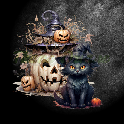 PANEL DRUKOWANY KOT CZARNY W KAPELUSZU Z BIAŁĄ DYNIĄ- KOCIAMBRY HALLOWEEN NR 7 PANEL DRUKOWANY KOT CZARNY W KAPELUSZU Z BIAŁĄ DYNIĄ- KOCIAMBRY HALLOWEEN NR 7