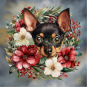 PANEL DRUKOWANY PINSCHER MINIATUROWY W KWIATOWYM WIANKU TŁO MIK3 NR 11