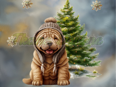 PANEL DRUKOWANY SHAR PEI PRZED CHOINKĄ TŁO MIK3 NR 16