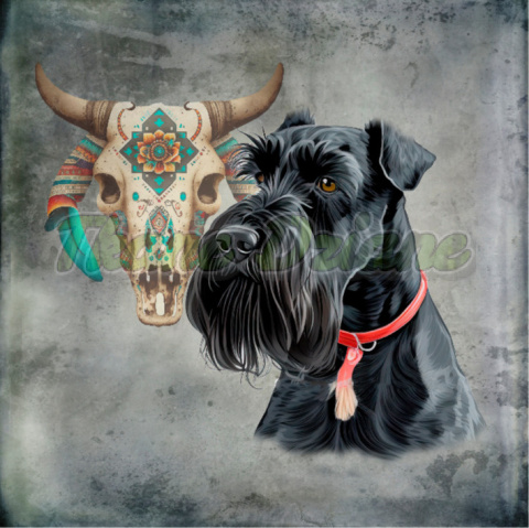 PANEL DRUKOWANY GIANT SCHNAUZER BOHO CZASZKA TŁO PSZ PANEL DRUKOWANY GIANT SCHNAUZER BOHO CZASZKA TŁO PSZ