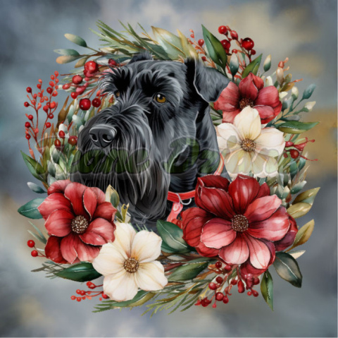 PANEL DRUKOWANY GIANT SCHNAUZER W KWIATOWYM WIANKU NR 25 PANEL DRUKOWANY GIANT SCHNAUZER W KWIATOWYM WIANKU NR 25