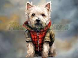 PANEL DRUKOWANY WEST HIGHLAND WHITE TERRIER W KURTCE TŁO MIK3 NR 6