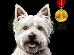 PANEL DRUKOWANY WEST HIGHLAND WHITE TERRIER Z MEDALEM NR 8