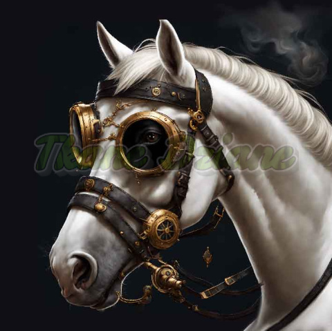 PANEL DRUKOWANY BIAŁY KOŃ STEAMPUNK NR 4 PANEL DRUKOWANY BIAŁY KOŃ STEAMPUNK NR 4