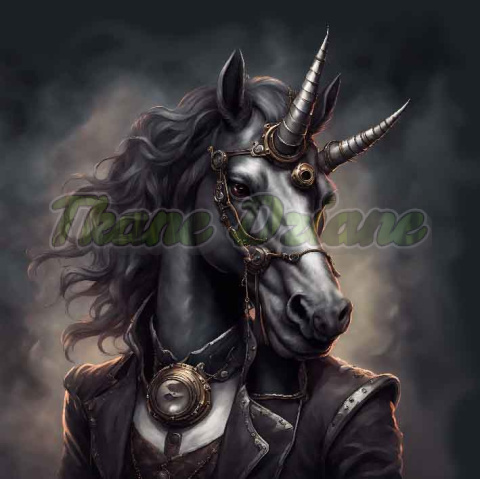 PANEL DRUKOWANY CZARNY JEDNOROŻEC STEAMPUNK NR 4 PANEL DRUKOWANY CZARNY JEDNOROŻEC STEAMPUNK NR 4