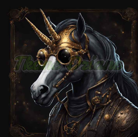 PANEL DRUKOWANY CZARNY JEDNOROŻEC STEAMPUNK NR 6 PANEL DRUKOWANY CZARNY JEDNOROŻEC STEAMPUNK NR 6