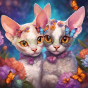 PANEL DRUKOWANY DWA KOTY DEVON REX W KWIATACH Z MOTYLAMI NR 3 PANEL DRUKOWANY DWA KOTY DEVON REX W KWIATACH Z MOTYLAMI NR 3