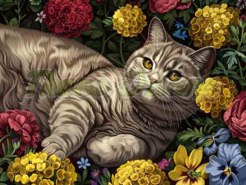 PANEL DRUKOWANY PROSTOKĄTNY POZIOMY/KOSMETYCZKA BRITISH SHORTHAIR W KWIATACH NR 7 PANEL DRUKOWANY PROSTOKĄTNY POZIOMY/KOSMETYCZKA BRITISH SHORTHAIR W KWIATACH NR 7