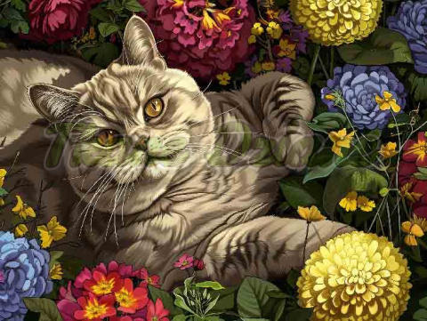 PANEL DRUKOWANY PROSTOKĄTNY POZIOMY/KOSMETYCZKA BRITISH SHORTHAIR W KWIATACH NR 9 PANEL DRUKOWANY PROSTOKĄTNY POZIOMY/KOSMETYCZKA BRITISH SHORTHAIR W KWIATACH NR 9