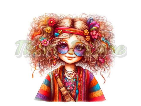 PANEL DRUKOWANY PROSTOKĄTNY POZIOMY/KOSMETYCZKA DZIEWCZYNKA HIPPIE NR 1 PANEL DRUKOWANY PROSTOKĄTNY POZIOMY/KOSMETYCZKA DZIEWCZYNKA HIPPIE NR 1