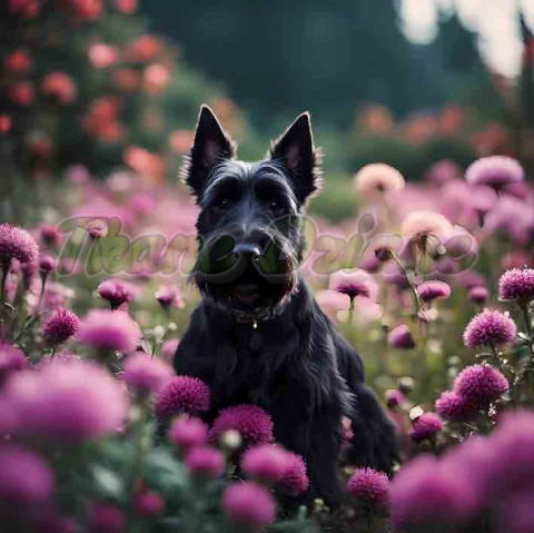 PANEL DRUKOWANY TERRIER SZKOCKI NA KWIATOWEJ ŁĄCE NR 3 PANEL DRUKOWANY TERRIER SZKOCKI NA KWIATOWEJ ŁĄCE NR 3
