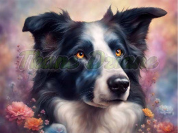 PANEL DRUKOWANY BORDER COLLIE W KWIATACH NR 2