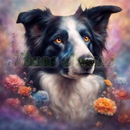 PANEL DRUKOWANY BORDER COLLIE W KWIATACH NR 2