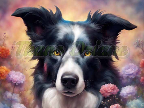 PANEL DRUKOWANY BORDER COLLIE W KWIATACH NR 3