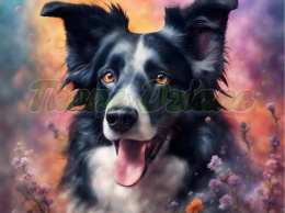 PANEL DRUKOWANY BORDER COLLIE W KWIATACH NR 4