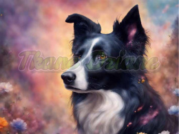 PANEL DRUKOWANY BORDER COLLIE W KWIATACH NR 1