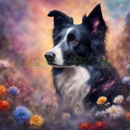 PANEL DRUKOWANY BORDER COLLIE W KWIATACH NR 1