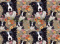 TKANINA DRUKOWANA BORDER COLLIE W KWIATACH