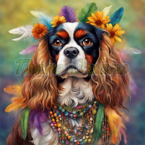 PANEL DRUKOWANY BOHO CAVALIER KINGS CHARLES SPANIEL -STARA BAŚŃ PANEL DRUKOWANY BOHO CAVALIER KINGS CHARLES SPANIEL -STARA BAŚŃ