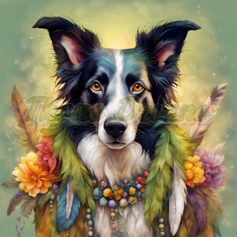 PANEL DRUKOWANY BOHO BORDER COLLIE-STARA BAŚŃ PANEL DRUKOWANY BOHO BORDER COLLIE-STARA BAŚŃ