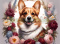 PANEL DRUKOWANY CORGI W KWIATOWEJ RAMCE NR 5