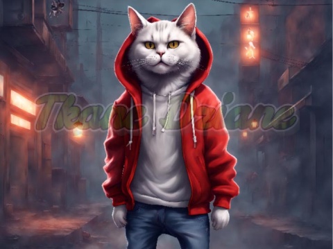 PANEL DRUKOWANY KOT W CZERWONEJ KURTCE NR 1