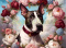 PANEL DRUKOWANY BULLTERRIER W KWIATOWEJ RAMCE NR 12