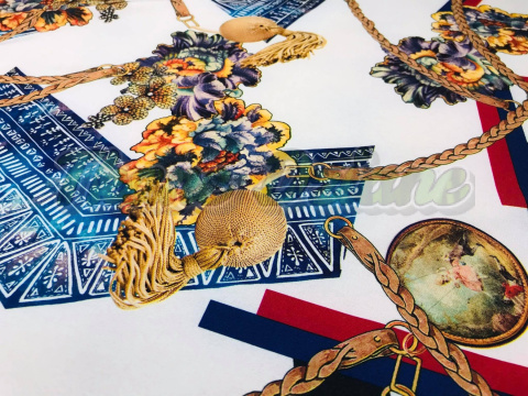 SILKY DRUKOWANY SUPER SOFTRZEMYKI ŁAŃCUCHY VINTAGE D&G NA BIAŁYM SILKY DRUKOWANY SUPER SOFTRZEMYKI ŁAŃCUCHY VINTAGE D&G NA BIAŁYM