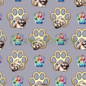 TKANINA DRUKOWANA SHIH TZU ŁAPKI ZŁOTE I MULTIKOLOR TŁO SZ TKANINA DRUKOWANA SHIH TZU ŁAPKI ZŁOTE I MULTIKOLOR TŁO SZ