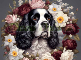 PANEL DRUKOWANY SPANIEL ANGIELSKI W KWIATOWEJ RAMCE NR 27