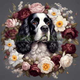 PANEL DRUKOWANY SPANIEL ANGIELSKI W KWIATOWEJ RAMCE NR 27
