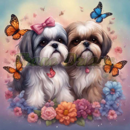 PANEL DRUKOWANY SHIH TZU W PIWONIACH NR 6