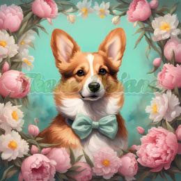 PANEL DRUKOWANY CORGI W PIWONIACH NR 9