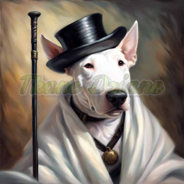 PANEL DRUKOWANY BULL TERRIER W CZARNYM KAPELUSZU NR 9