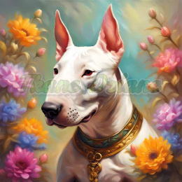 PANEL DRUKOWANY BULL TERRIER W KWIATACH NR 10
