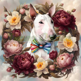 PANEL DRUKOWANY BULL TERRIER W KWIATACH NR 2