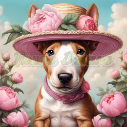 PANEL DRUKOWANY BULL TERRIER W KWIATACH NR 3