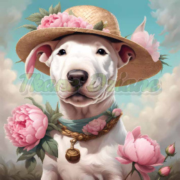 PANEL DRUKOWANY BULL TERRIER W KWIATACH NR 4
