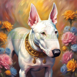 PANEL DRUKOWANY BULL TERRIER W KWIATACH NR 5