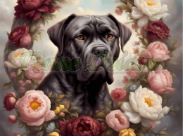 PANEL DRUKOWANY CANE CORSO W KWIATOWEJ RAMCE NR 33