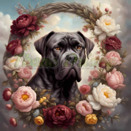 PANEL DRUKOWANY CANE CORSO W KWIATOWEJ RAMCE NR 33