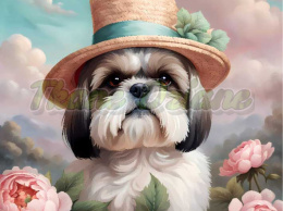 PANEL DRUKOWANY SHIH TZU W PIWONIACH NR 10