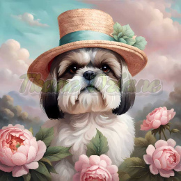 PANEL DRUKOWANY SHIH TZU W PIWONIACH NR 10
