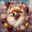 PANEL DRUKOWANY POMERANIAN W KWIATOWEJ RAMCE NR 24